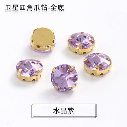 Xichuan new gold background satellite square corner hand sewing drill claw drill DIY clothing collar dress accessories material wholesale