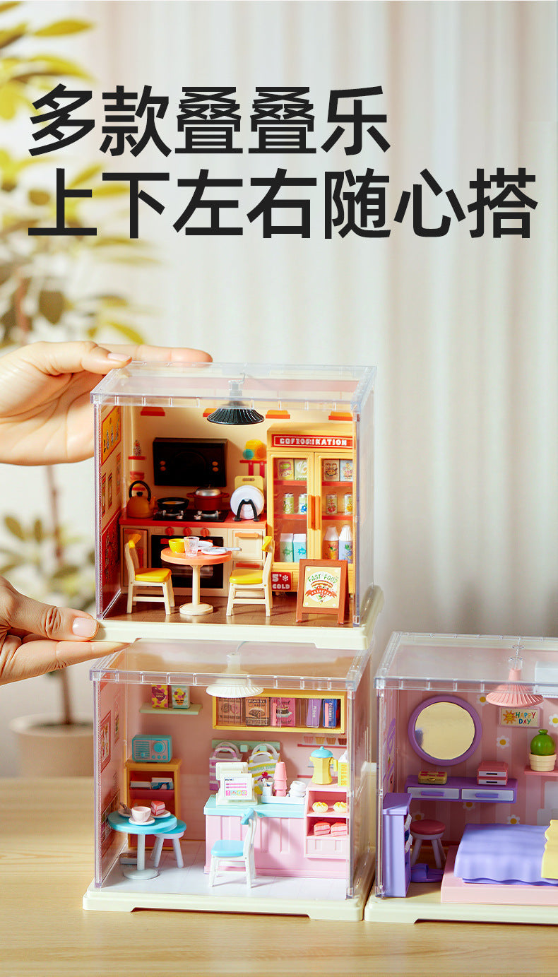 Childhood Infinite Girls DIY Mini Cottage Model Coffee House Dessert Shop Handmade Assembled Xiaoling Toy Gifts