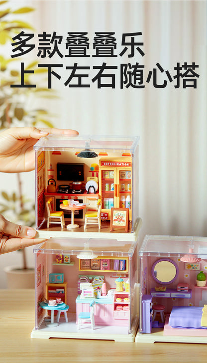 Childhood Infinite Girls DIY Mini Cottage Model Coffee House Dessert Shop Handmade Assembled Xiaoling Toy Gifts