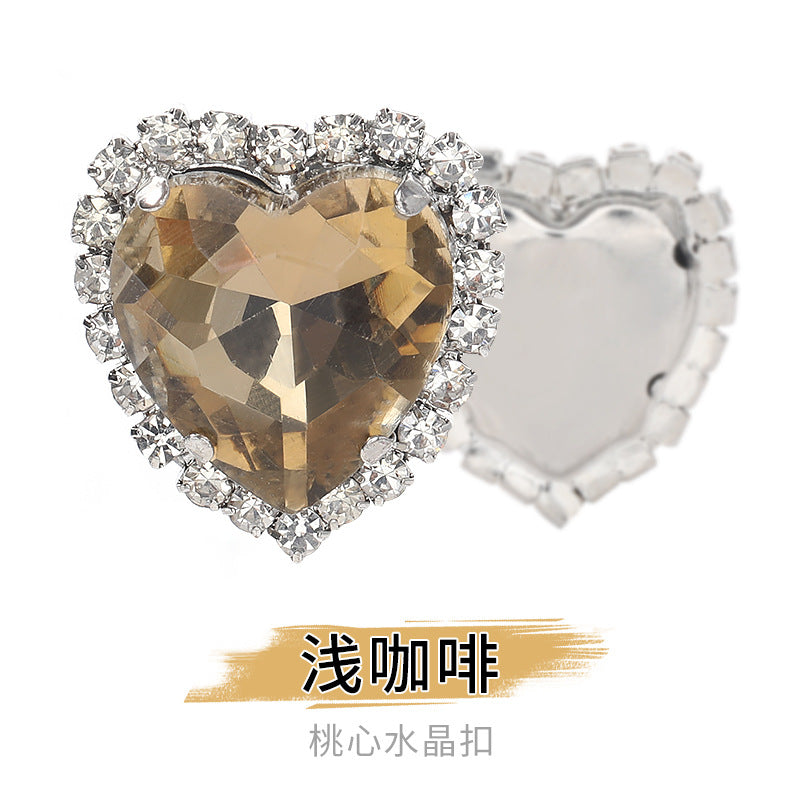 Heart-Shaped Crystal Claw Rhinestones - Hand-Sewn Hat Shoe Accessories Crystal Buckles