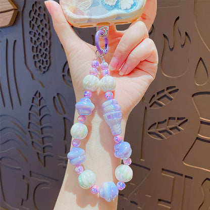 Creative Cartoon Ice Cream Beaded Phone Chain Keychain Pendant Cute Couple Bag Keychain Pendant Gift