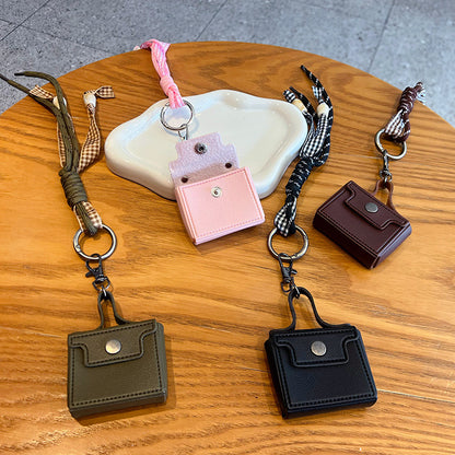 Creative miu PU leather headphone case keychain small pendant cute couple car keychain bag pendant
