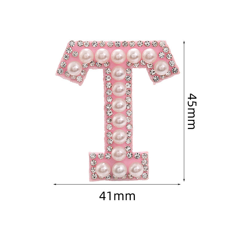 Hot Heat Patch Stickers with 26 English Letters DIY Accessories Clothing Accessories White Diamond Pink Nonwoven Fabric Stickers
