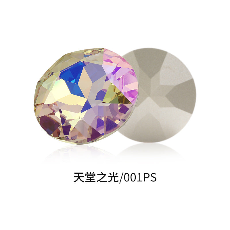 Cross-border electroplated high-end K9 gemstone flower 35mm round pointed base crystal glass diamond - clothing DIY accessory