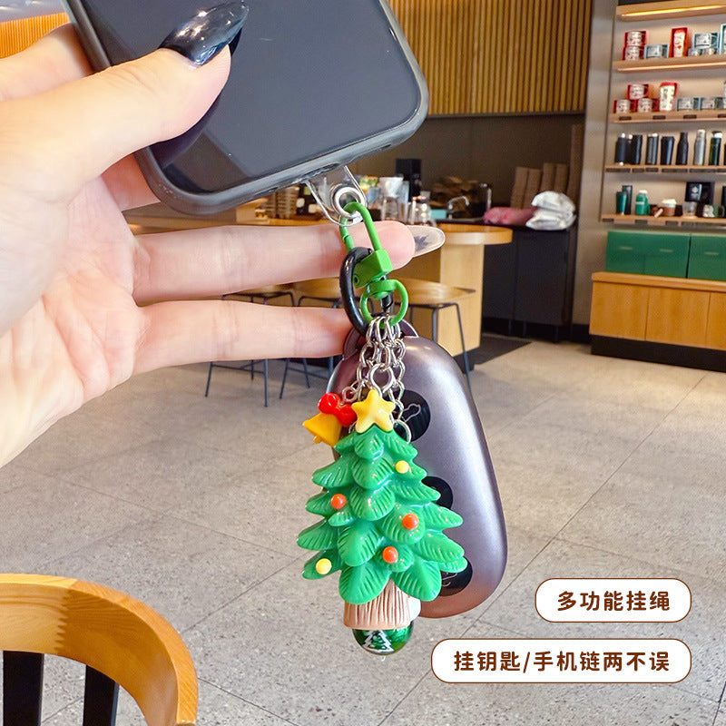 Creative DIY Santa Claus Beaded Phone Chain Keychain Women's Bag Keychain Pendant Christmas Gifts