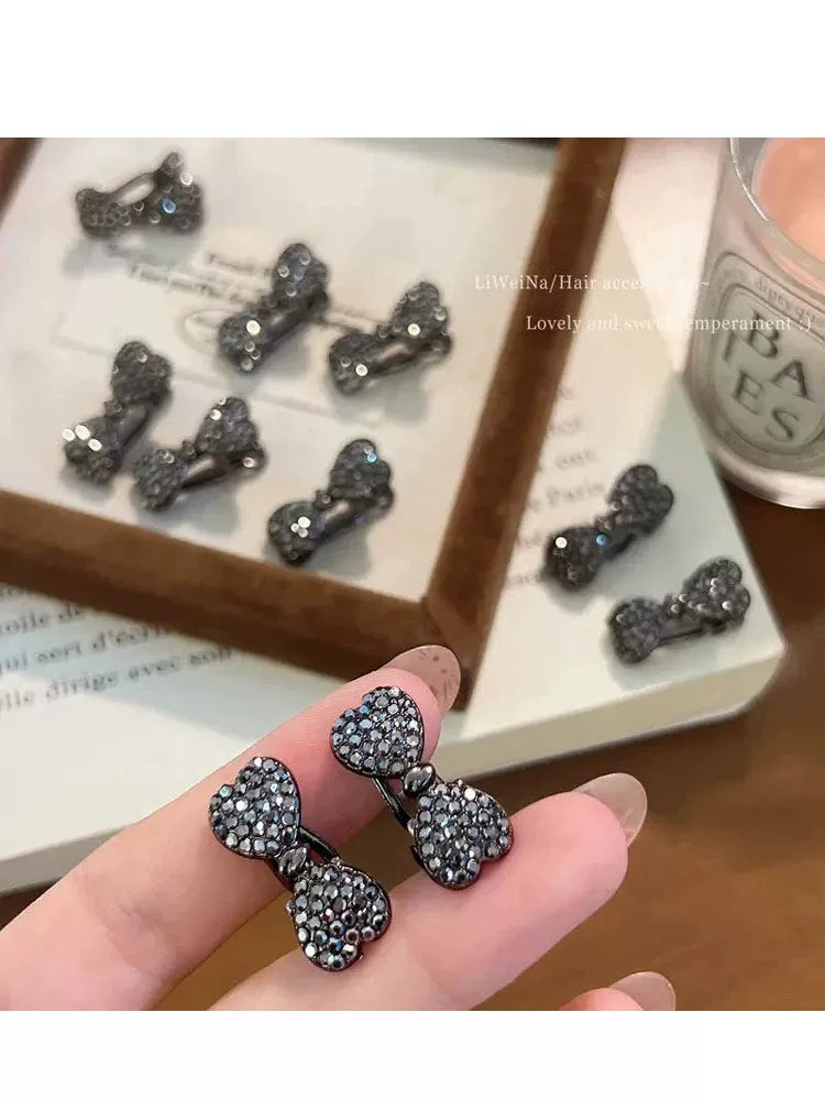Mini mini sparkling rhinestone hairpin, side forehead bangs clip for women, 2026 new high-end bow hairpin