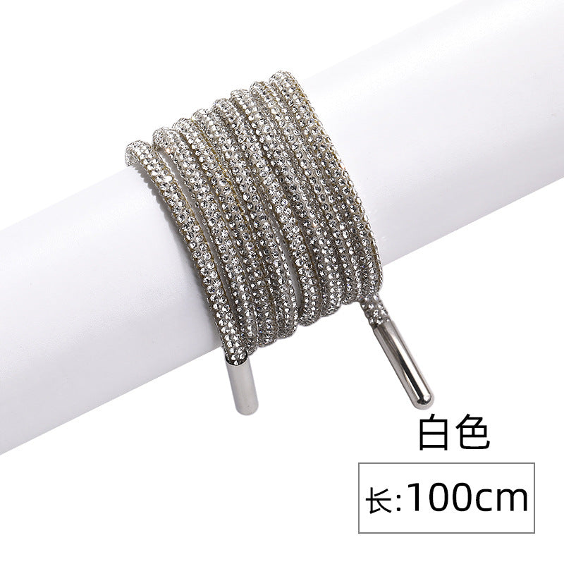 Crystal cord, drill rope, full diamond, ultra-glitter round soft tube, 6-row drill rope, coat strap, hat strap, shoelace, bag and pants strap, DIY accessory for accessories