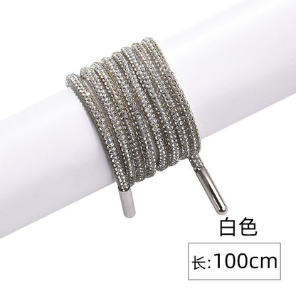 Crystal cord, drill rope, full diamond, ultra-glitter round soft tube, 6-row drill rope, coat strap, hat strap, shoelace, bag and pants strap, DIY accessory for accessories