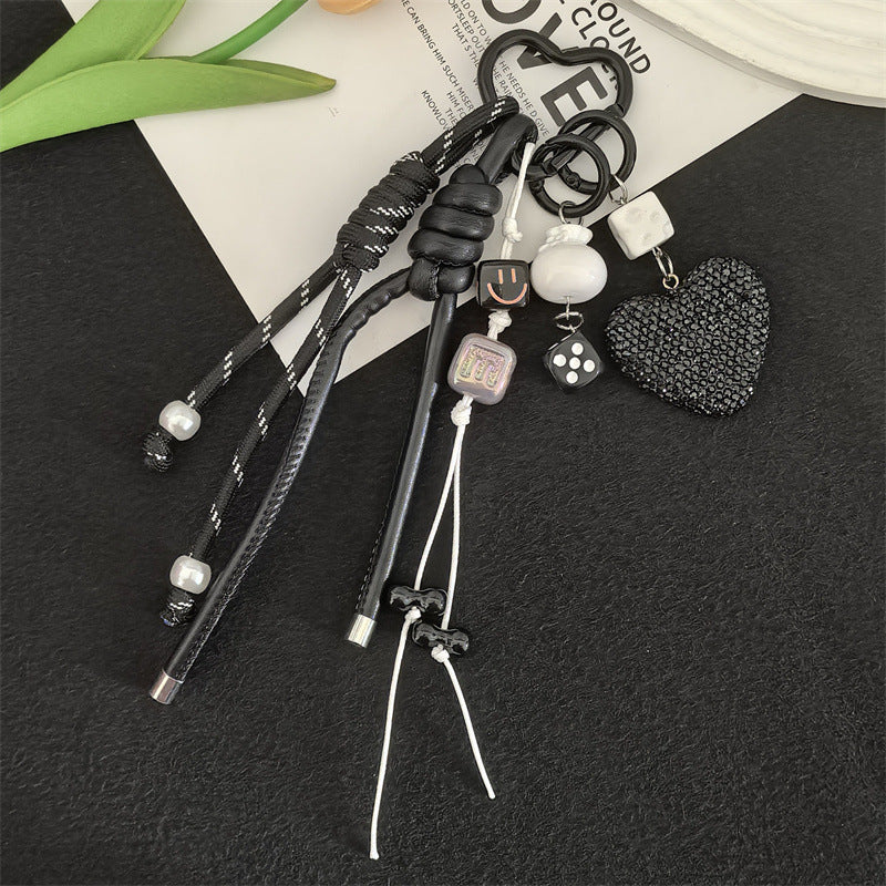 Cross-border hot selling full diamond peach heart keychain pendant backpack pendant accessories car key pendant fashion accessories