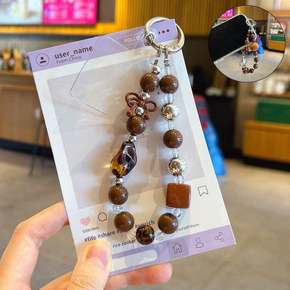 Creative Handmade DIY Fall and Winter Maillard Mobile Phone Chain Pendant Beaded Car Bag Keychain Charm Accessories