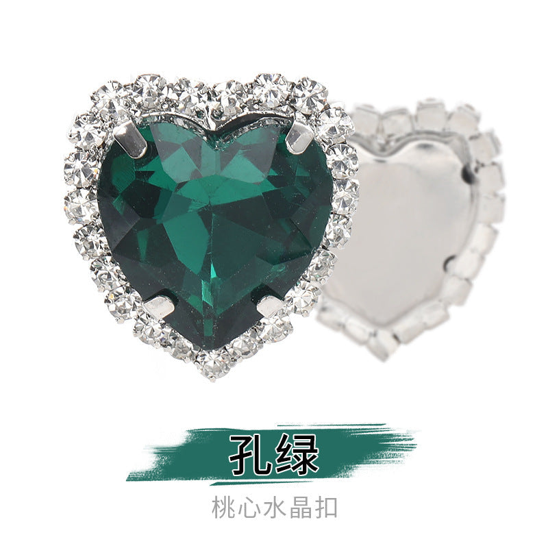 Heart-Shaped Crystal Claw Rhinestones - Hand-Sewn Hat Shoe Accessories Crystal Buckles