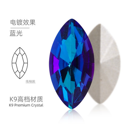 Cross-border Internet celebrity K9 diamond-shaped diamond pointed bottom, special-shaped marquise crystal diamond earrings, necklace accessories, nail art, sparkling diamonds