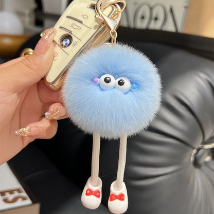 Cute imitation otter rabbit long legs small briquette car keychain pendant plush bag pendant gift doll doll