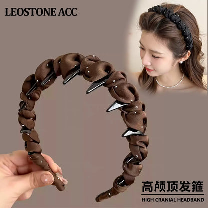 Elegant fabric with a starry sky-high headband for women, high-end new high-crown headband with teeth, face-washing hair clip, for everyday outdoor wear