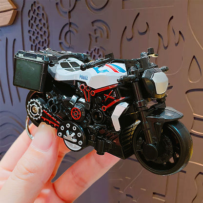 Creative Pullback Motorcycle Model Keychain - Cartoon Alloy Pullback Car Toy Model Pendant Small Gift