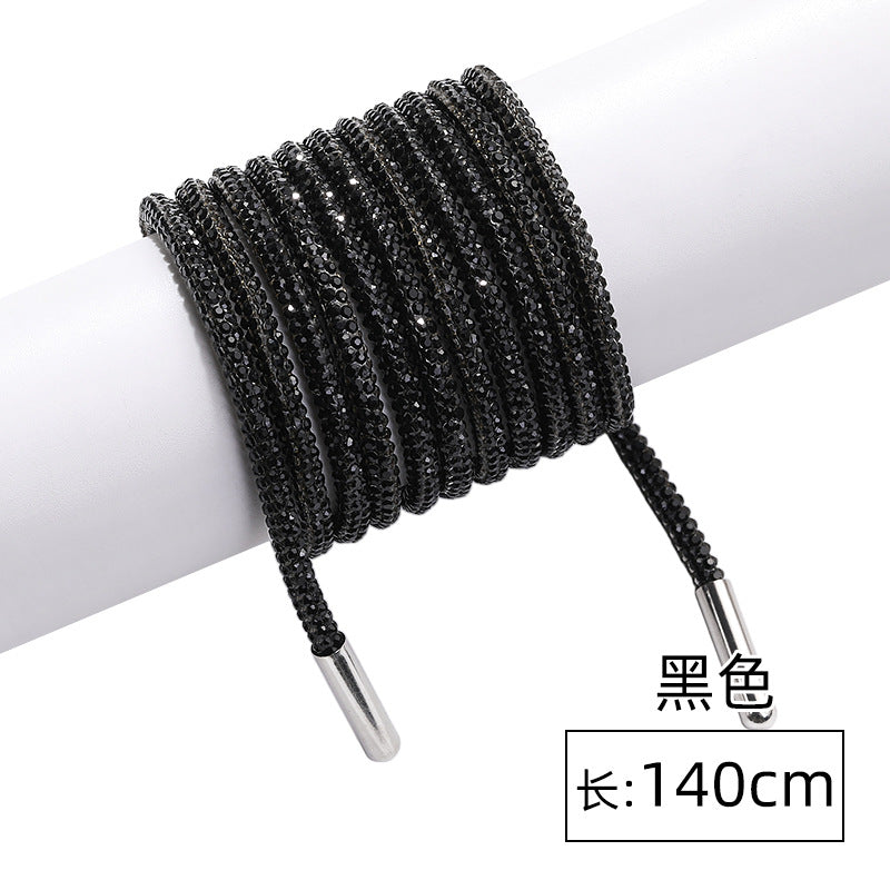 Crystal cord, drill rope, full diamond, ultra-glitter round soft tube, 6-row drill rope, coat strap, hat strap, shoelace, bag and pants strap, DIY accessory for accessories