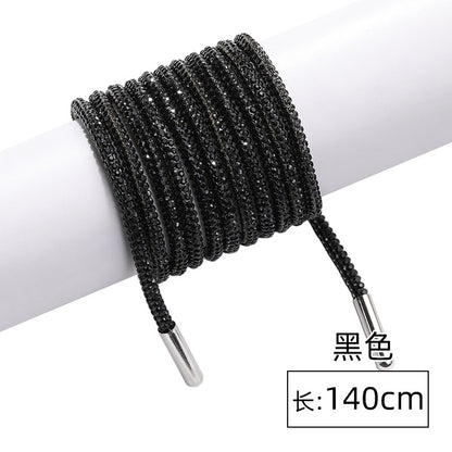 Crystal cord, drill rope, full diamond, ultra-glitter round soft tube, 6-row drill rope, coat strap, hat strap, shoelace, bag and pants strap, DIY accessory for accessories