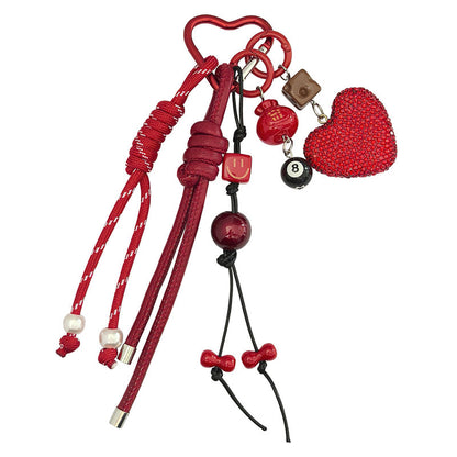 Cross-border hot selling full diamond peach heart keychain pendant backpack pendant accessories car key pendant fashion accessories