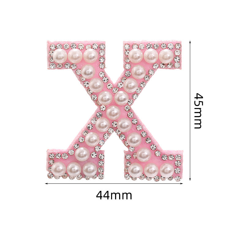 Hot Heat Patch Stickers with 26 English Letters DIY Accessories Clothing Accessories White Diamond Pink Nonwoven Fabric Stickers