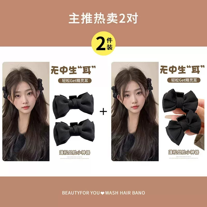 Mesh black bow hair chuck headdress, princess head small scratch clip broken hair, side bangs, clip, forehead hairpin woman