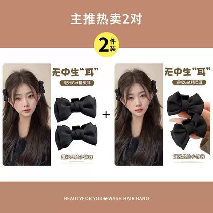 Mesh black bow hair chuck headdress, princess head small scratch clip broken hair, side bangs, clip, forehead hairpin woman