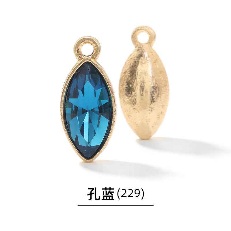 Xichuan horse eye zinc alloy pendant, gold base horse eye single pendant with diamond, DIY jewelry, earrings, doll pendants, horse eye rhinestone