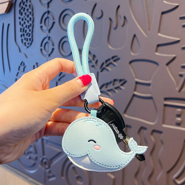 Creative PU leather marine life keychain doll pendant cute dolphin school bag keychain pendant small gift