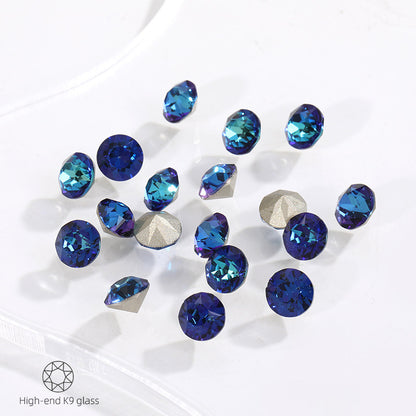 Cross-border new pointed bottom diamond, Shiyue face rhinestone, nail art diamond, clothing accessories, accessories, multi-faceted round pointed bottom diamond