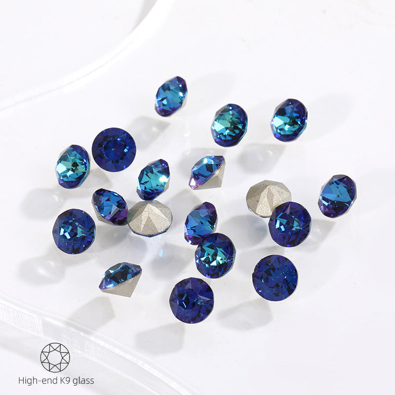 Multi-Faceted Round Pointed Bottom Diamond Rhinestones - Nail Art Clothing Accessories