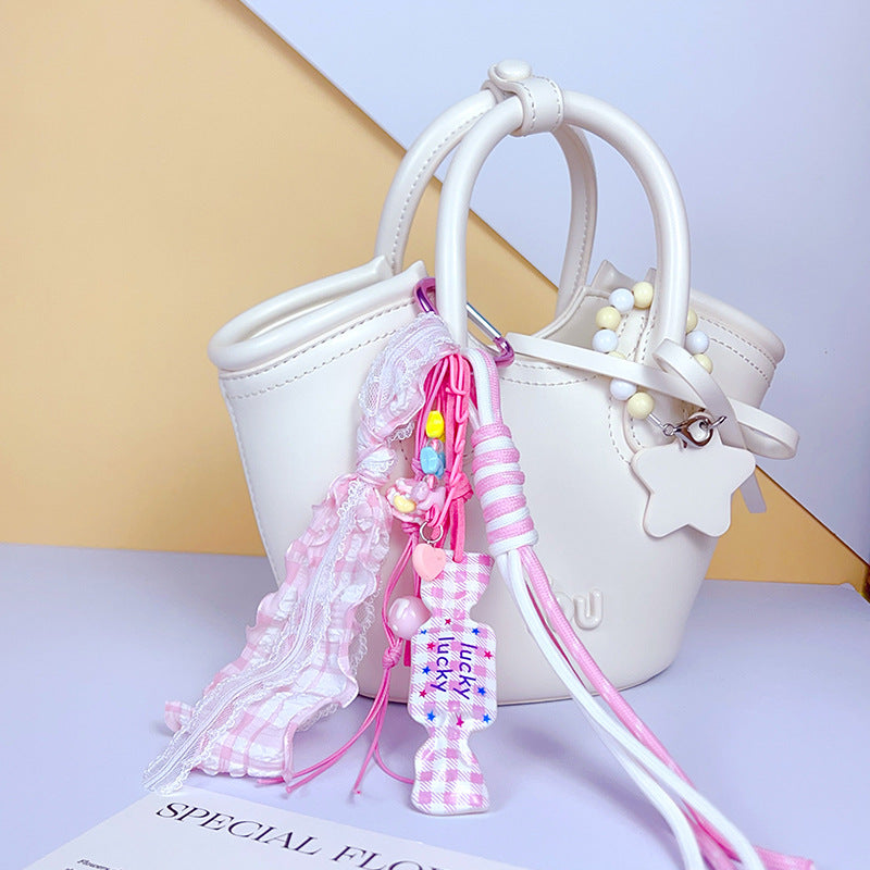 Handmade DIY Milk Candy Bracelet Keychain Ornament Creative Miu Bag Pendant Car Keychain Trinkets