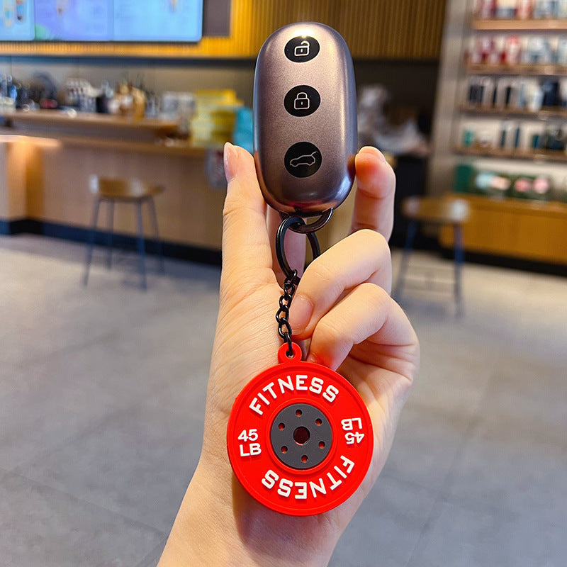 Creative Mini Fitness Barbell Piece Keychain Pendant Couple Car Bag Keychain Sports Small Pendant Wholesale