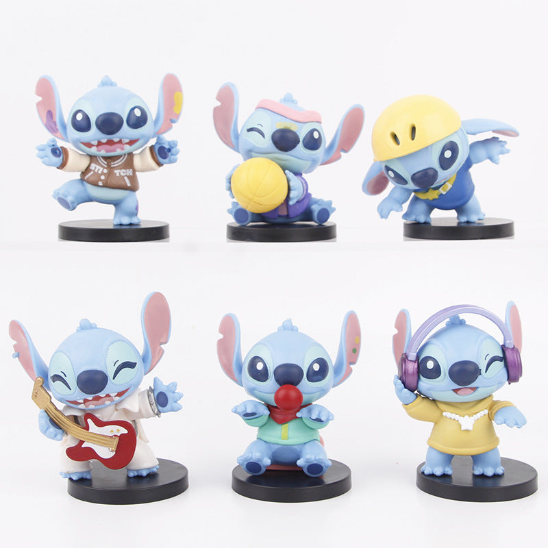 Anime wholesale interstellar baby Stitch happy guitar Stitch doll ornament doll Stitch micro model