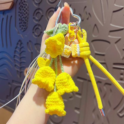 Handmade DIY wool thread knitting wind chimes bracelet keychain miu tie bag pendant couple car school bag small pendant