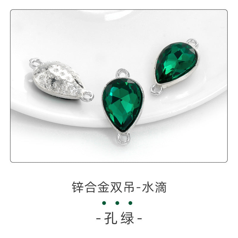Direct supply of waterdrop double pendants, zinc alloy pendants, earrings, bracelets, jewelry accessories, high-value waterdrop double pendants