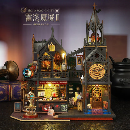 Jiate DIY Cottage Holo Demon City Upgraded Version 2nd Generation Wooden Hand-assembled Miniature Landscape Model Ornaments