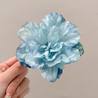 Flower hairpin female hottie photo headgear retro super fairy atmosphere blue beautiful new Chinese side clip hair accessories
