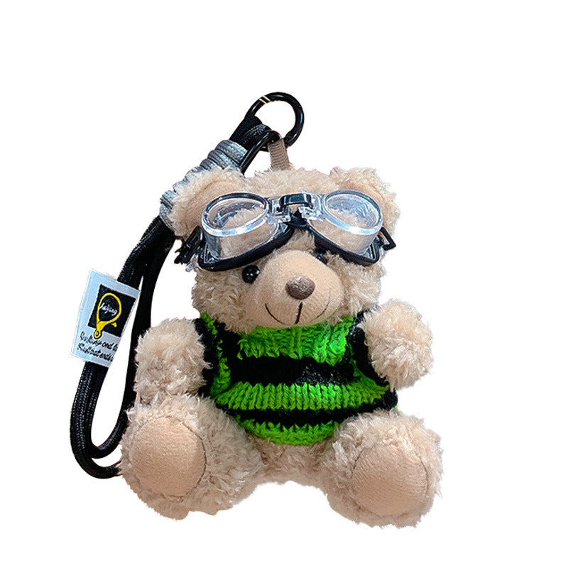 Cartoon Plush Cool Bear Key Chain - School Bag Small Pendant Cute Couple Bag Doll Keychain Gift