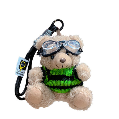 Cartoon Plush Cool Bear Key Chain - School Bag Small Pendant Cute Couple Bag Doll Keychain Gift