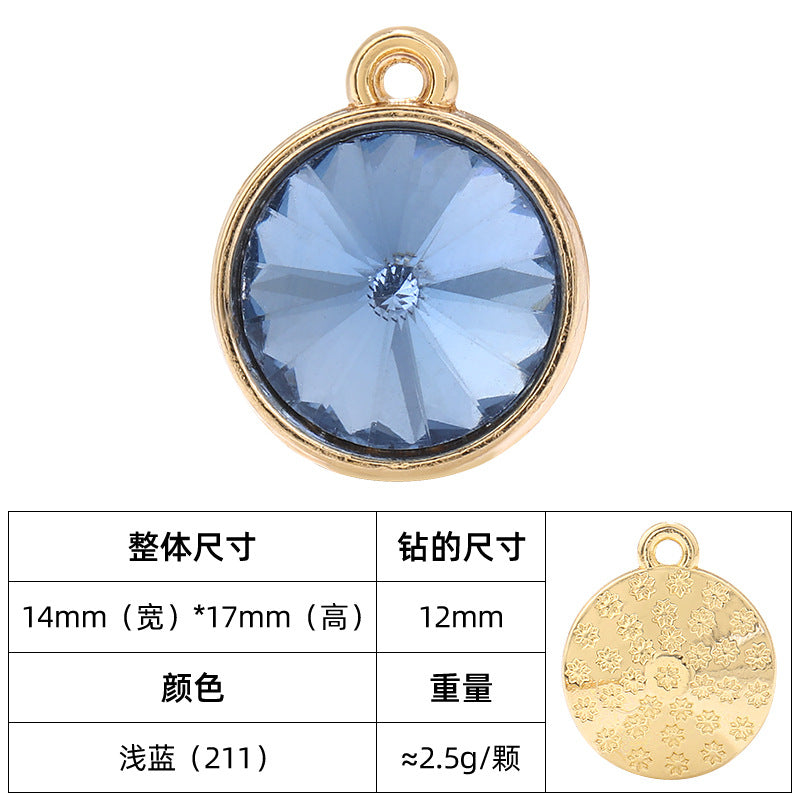 12mm satellite single hanging glass diamond single-hole alloy pendant inlaid with round crystal diamond earrings jewelry DIY accessories