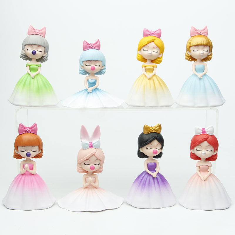 Figure Q version macaron princess 6 cake baking decoration ornaments angel baby wishing rainbow princess doll