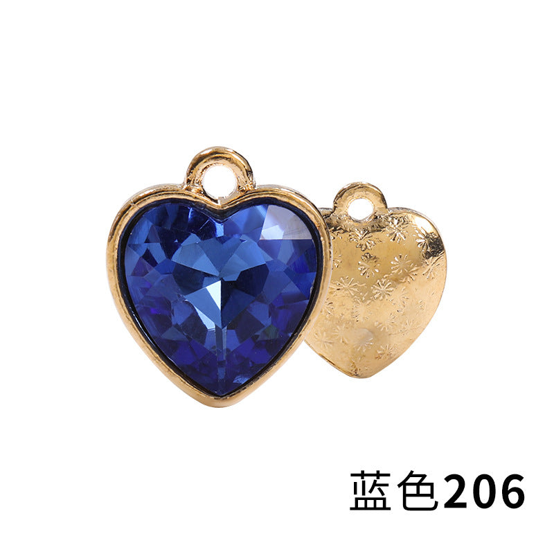 Xichuan zinc alloy peach heart crystal gold base single hanging heart-shaped glass diamond DIY jewelry earrings with diamonds pendant batch