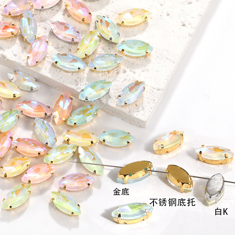 Cross-border wholesale: new horse-eye mocha fluorescent four-corner claw drill DIY accessory materials, footwear accessories