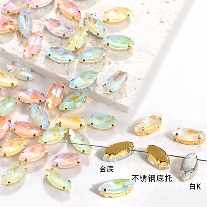 Cross-border wholesale: new horse-eye mocha fluorescent four-corner claw drill DIY accessory materials, footwear accessories