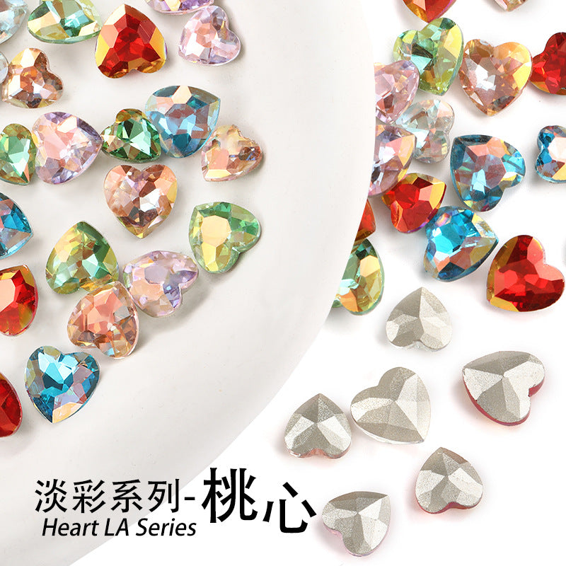 Xichuan heart-shaped light color LA series peach heart pointed bottom glass rhinestone DIY phone case accessories pointed bottom diamond sticker
