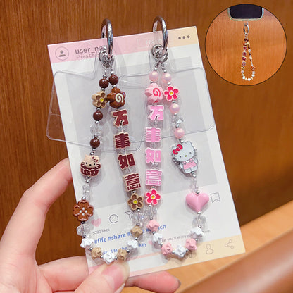 DIY everything goes well beaded mobile phone chain high-end pendant women's bag keychain hanging ornament New Year's gift