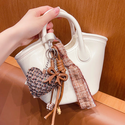 Original handmade DIY small fragrance style love keychain pendant miu series bow bag bracelet keychain pendant