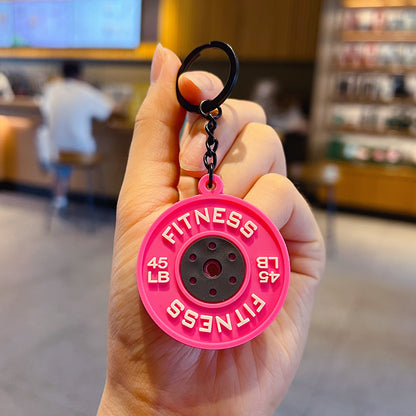 Creative Mini Fitness Barbell Piece Keychain Pendant Couple Car Bag Keychain Sports Small Pendant Wholesale