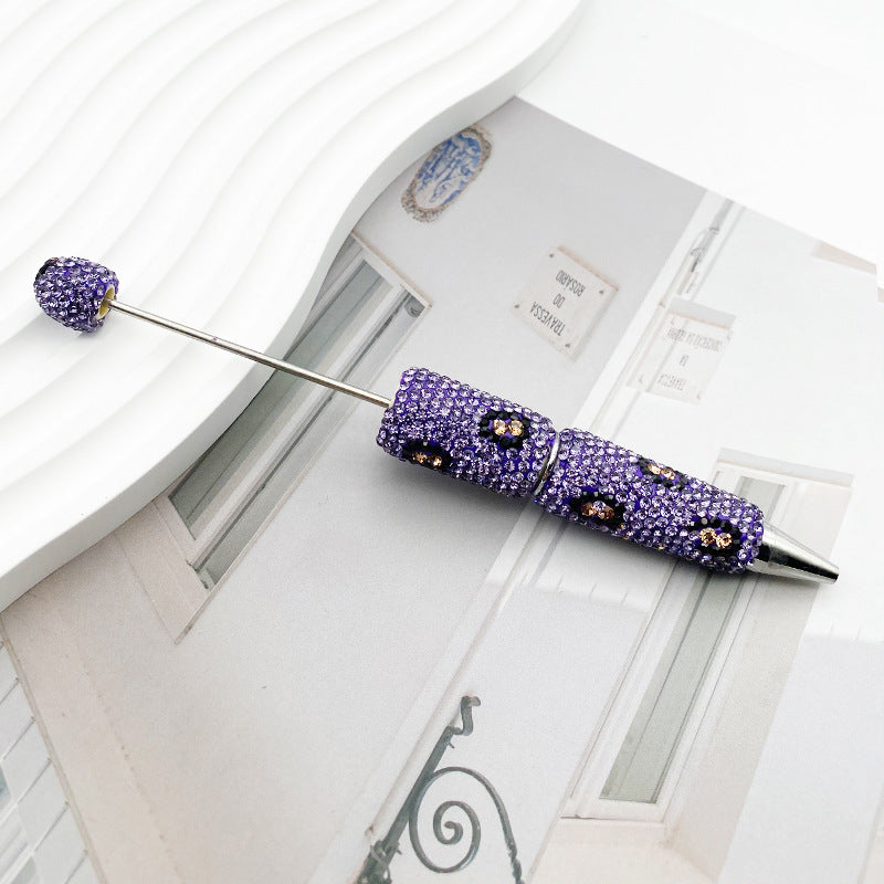 Leopard print full diamond ballpoint pen creative DIY beading pure handmade diamond set ballpoint pen advertising gift pen spot wholesale