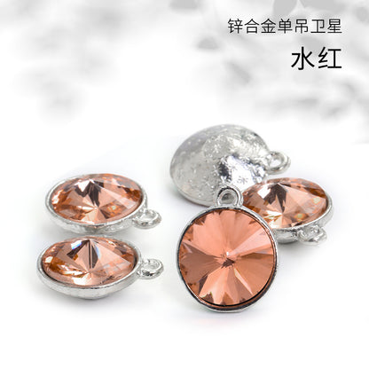12mm zinc alloy satellite single pendant bag, necklace, bracelet, clothing decoration, accessory satellite shape round single-hole pendant