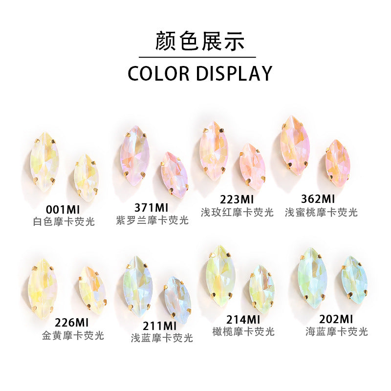 Cross-border wholesale: new horse-eye mocha fluorescent four-corner claw drill DIY accessory materials, footwear accessories